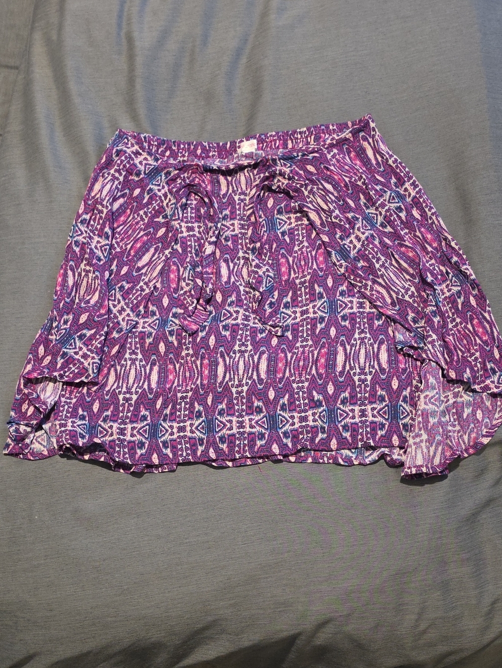 Xhilaration Purple Printed Ruffle Mini Skirt